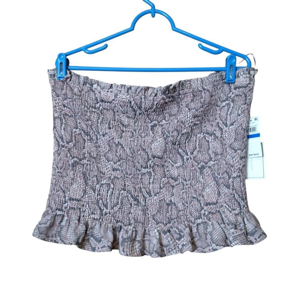 1.State Size XL Smocked Peplum Snake Print Tube Top Contemporary Strapless